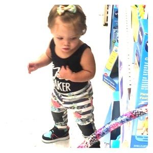 12/18 month floral leggings w leather knee patch